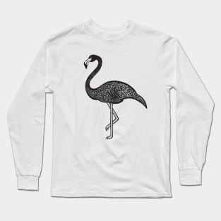 Flamingo Ink Art - cool and fun bird design - on light colors Long Sleeve T-Shirt